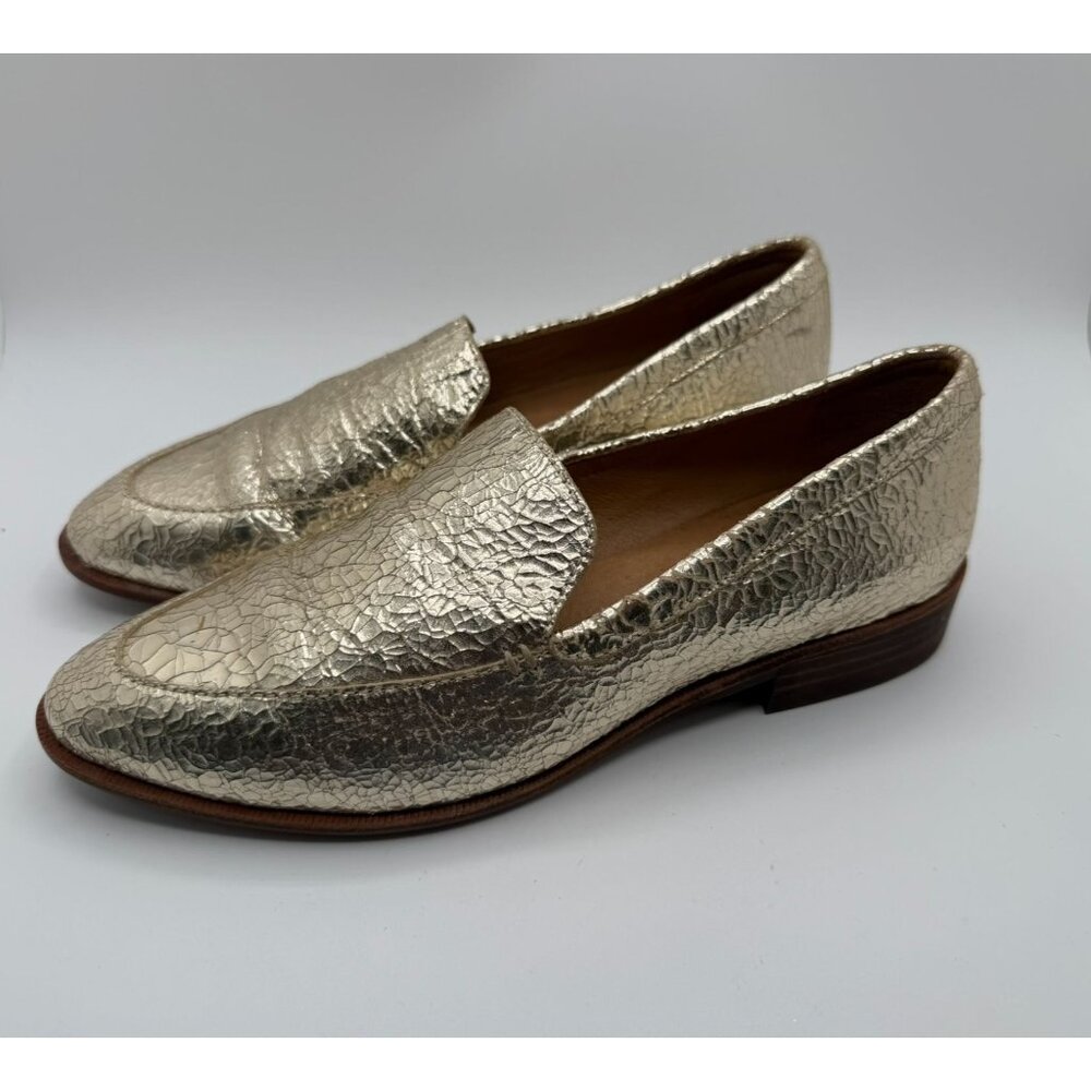 Madewell The Frances Flats Women Size 7.5M Crackle Metallic Gold Leather Shoes